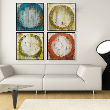 Affordable Set of Four Abstract Circle Art Prints
