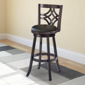 Woodgrove 43" Dark Cappuccino Wood Barstool With Black Leatherette Seat
