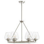 Livex Lighting - Willow 6 Light Brushed Nickel Chandelier - This six light chandelier from the willow collection has understated elegance. It features minimal details, clear curved glass with a brushed nickel finish and can fit into any decor.