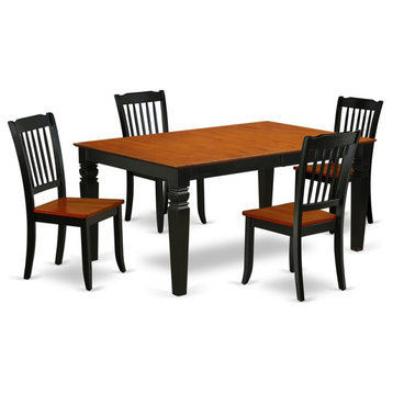 East West Furniture Weston 5-piece Wood Dining Set with Slatted Chairs in Cherry