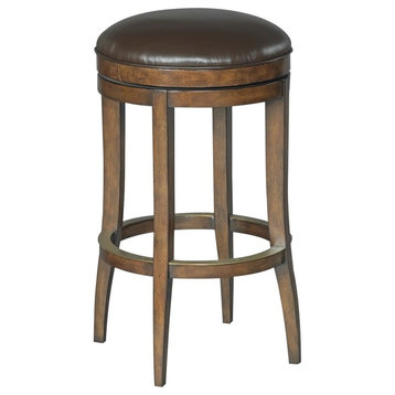 Bar Stool Woodbridge Cocoa Brown Leather Upholstery  Swivel Seat