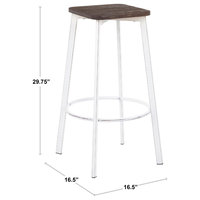 LumiSource Clara Square Barstool, Antique Metal/Espresso Bamboo, Set of 2