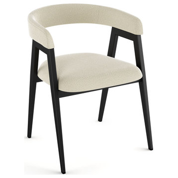 Caris Dining Chair, Cream Boucle Polyester / Black Metal