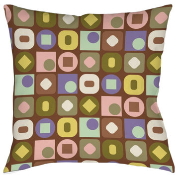 Laural Home Kathy Ireland Retro Geometric Outdoor Decorative Pillow, 18"x18"