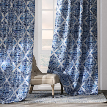 Tiera Blue Designer Printed Blackout Curtain