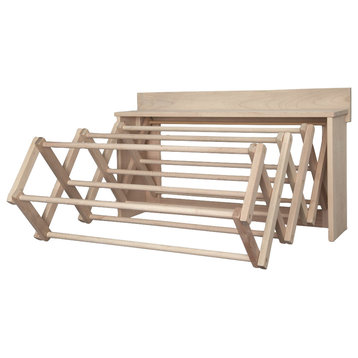 Handmade Amish Maple Folding Drying Rack Wall Unit, 35.5"