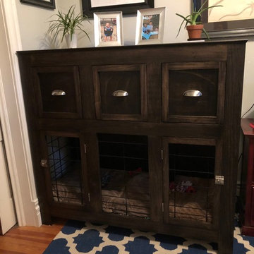 Custom dog crate with file storage
