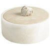 Alabaster Round Box With Rock Finial Natural
