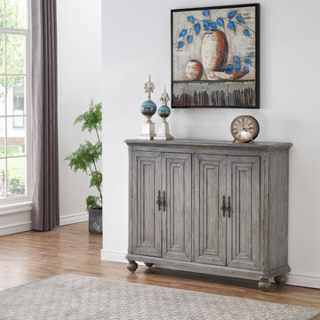 Hattie Rustic Farmhouse 4 Door Storage Credenza