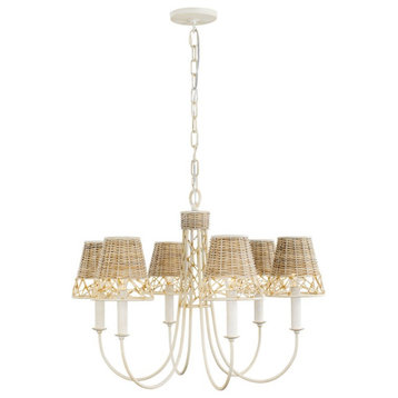 Varaluz Cayman 6 Light Chandelier, Country White/Natural/White, 362C06CW