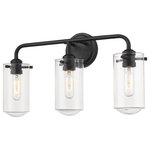 Z-lite - Z-Lite 471-3V-MB Three Light Vanity Delaney Matte Black - Embrace the industrial artisan flavor of this three-light bath light. With a beautiful matte black finish metal mount and frame, its delicate clear glass shades provide an exquisite accent.