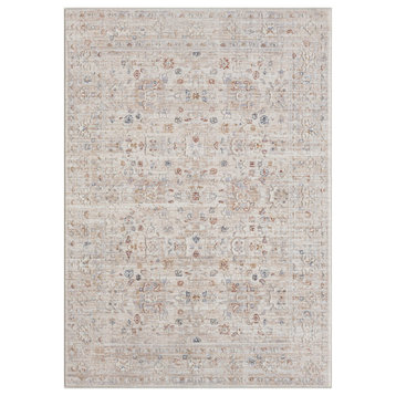 Alistaire Ivory/Rust/Multi Bordered Classic High-Low Area Rug, 5' X 7'11"