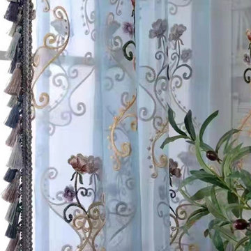 QYI221A Venus Embroidery Beautiful Flowers Custom Made Sheer