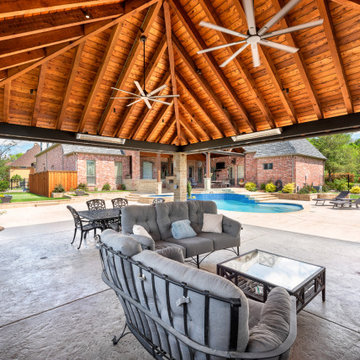 Custom Freestanding Outdoor Living Arbor with Kitchen, Fireplace & Entertainment