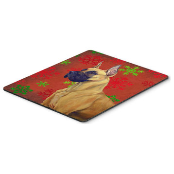 Great Dane Red & Green Snowflakes Christmas Mouse Pad/Hot Pad/Trivet
