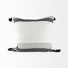 Kimia 20x20 White & Black Herringbone With Fringed Decorative Pillow Cover