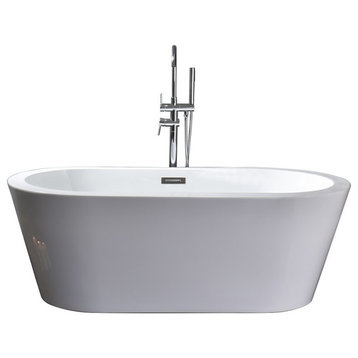 Lexora Lure 59" Freestanding Bathtub, Chrome Drain