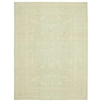 Rug N Carpet - Handmade Oriental 8' 11" x 12' 0" Pastel Beige Oushak Rug