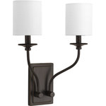 Progress Lighting - Bonita 2 Light Wall Sconce, Antique Bronze - Bonita sconces have a traditional elegance to complement luxurious living with an understated beauty. Crisp metal fittings support a graceful frame and candle topped with Summer Linen shades. Two-Light wall sconce. Antique Bronze finish.