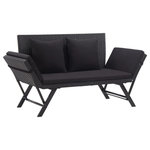 vidaXL - vidaXL Garden Bench With Cushions 69.3" Black Poly Rattan - vidaXL Garden Bench with Cushions 69.3" Black Poly RattanvidaXL Garden Bench with Cushions 69.3" Black Poly Rattan - 46233, This outdoor sun bed/garden bench combines style and functionality, and will become the focal point of your garden or patio. Made of the weather resistant PE rattan, this garden bench is easy to clean, hard-wearing and suitable for daily use. It features a sturdy powder-coated steel frame, making this bench very stable and durable. It can be converted from a bench to a day bed and back again quickly and easily thanks to the adjustable sides. The thickly padded cushion will provide the ultimate comfort and added support. Additionally, thanks to the zipped design, the cushion cover is removable for easy washing. Delivery includes 1 garden bench, 1 seat cushion and 2 pillows. Note: We recommended that you cover the garden bench during rain, snow, frost or other harsh weather to prolong its life span.