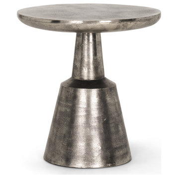 Bobbi Textured Polished Nickel Cast Aluminum Metal Accent Table