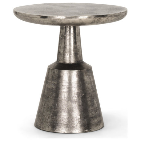 Bobbi Textured Polished Nickel Cast Aluminum Metal Accent Table