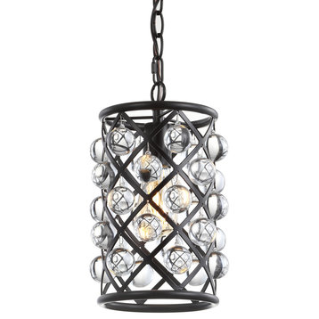 Gabrielle 8" Metal, Crystal LED Pendant, Oil Rubbed Bronze, Clear