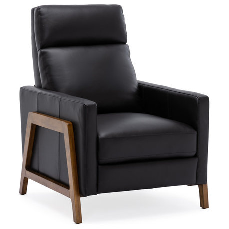Reed Leather Push Back Recliner, Black