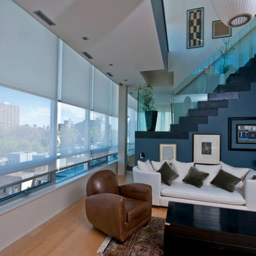 Automated Dual Sun Control shades integrated and operated by a home automation s