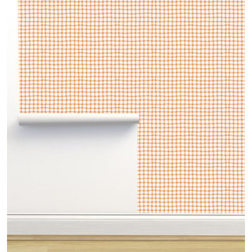 Wobbly Gingham, Orange Wallpaper by Erin Kendal, Sample 12"x8"