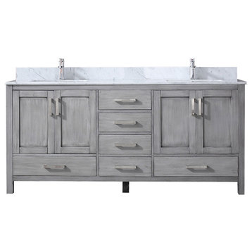 Jacques 72" Distressed Grey Double Vanity, Top, Sinks,no Mirror