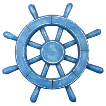 Rustic Ship Wheel, Ship Wheel Decoration, All Light Blue, 12"