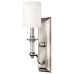 Hinkley - Hinkley Sussex - 17.75" Wall Sconce, Brushed Nickel Finish - Shade Included: White Fabric