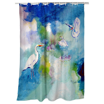Betsy Drake Three Egrets Shower Curtain
