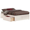 AFI Concord Full Solid Wood Platform Bed with Storage Drawers in White