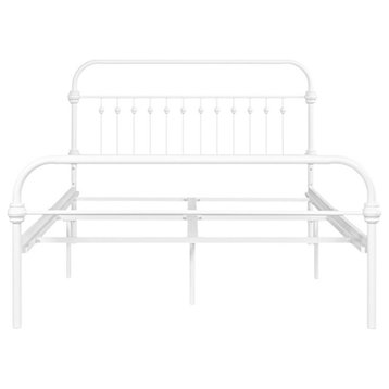 Pemberly Row 58.7" Contemporary Metal Full Size Bed Frame Platform in White