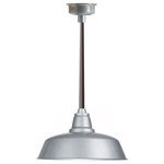 Cocoweb - 10" Farmhouse LED Pendant Light, Galvanized Silver With Mahogany Bronze Downrod - Rustic Style with a Modern Twist
