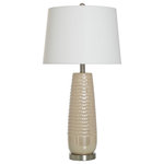 StyleCraft - Starlite Ceramic Table Lamp Off-White Shade, Dimpled Luster Cream Finish - This table lamp is a beautiful piece with a shimmering iridescent finish. It is sure to make a statement in any room, complimenting a variety of home decor. Place this in your living room, home office, or bedroom to let this stunning piece be admired by your guests.