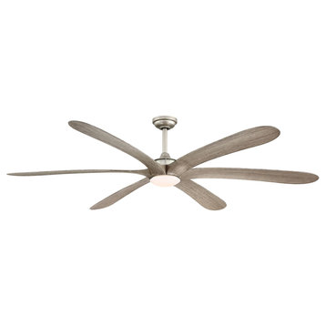 72 in Modern Ceiling Fan with LED and Remote Control in Painted Nickel