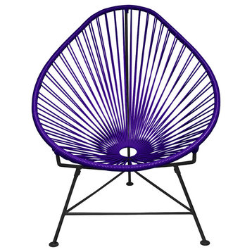 Acapulco Indoor/Outdoor Handmade Lounge Chair, Purple Weave, Black Frame