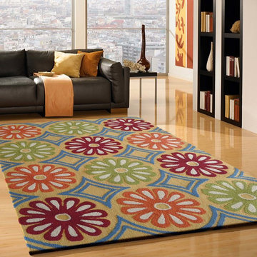 Indoor and Outdoor Floral Area Rugs In Size 4' ft. x 5'4" ft.