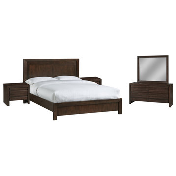 Modus Element 5 Piece Cal King Bedroom Set With 2 Nightstand, Chocolate Brown