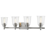 Z-Lite - Z-Lite 464-4V-BN Bohin 4 Light Vanity in Brushed Nickel - Frame a master or guest bath sink with elegance, and add this brushed nickel four-light vanity light to a new or remodelled bath space. Contemporary and transitional, it's versatile motif hits on a beautiful blend of durable steel and soft, delicate bell shades fashioned from clear seedy glass.