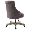 Linon Sinclair Upholstered Swivel Office Chair with Wheels in Charcoal Gray