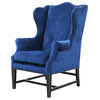 Gracie Art Deco Royal Blue Velvet Classic Wing Chair