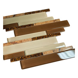 Stone Pieces and Brown Glass and Beige Marble Aliminum Stone Glass Mosaic Tile R - Home Accessories & Decor