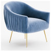 Omax Decor Julia Velvet Accent Armchair, Light Blue