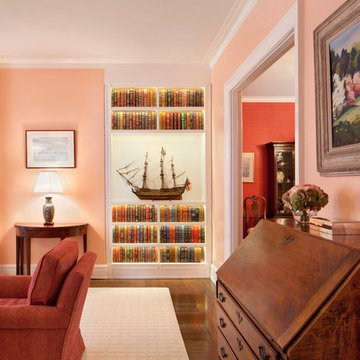 Bookcase Built into Living Room Alcove