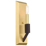 Livex Lighting - Livex Lighting Satin Brass & Bronze 1-Light ADA Wall Sconce - Illuminate your home with bright designs from the Beckett collection. The one light wall sconce emulates a mid-century modern style made popular in the 50s and 60s. The satin brass frame is accented with bronze accents, helping to fully complete this look.