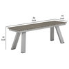 Benzara BM287848 Outdoor Dining Bench, Gray Polyresin Top, Gray Aluminum Frame